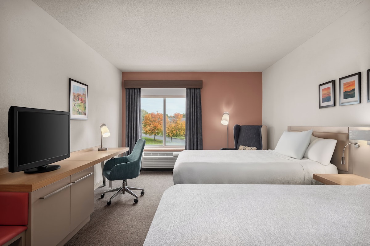 Desk, blackout drapes, soundproofing, iron/ironing board