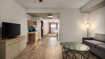 Junior Suite, 2 Queen Beds | Living area | 55-inch flat-screen TV with satellite channels