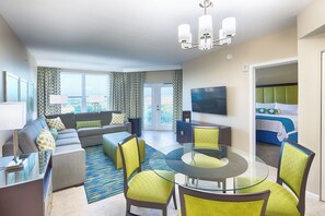 Een 32-inch televisie met kabelzenders en een dvd-speler