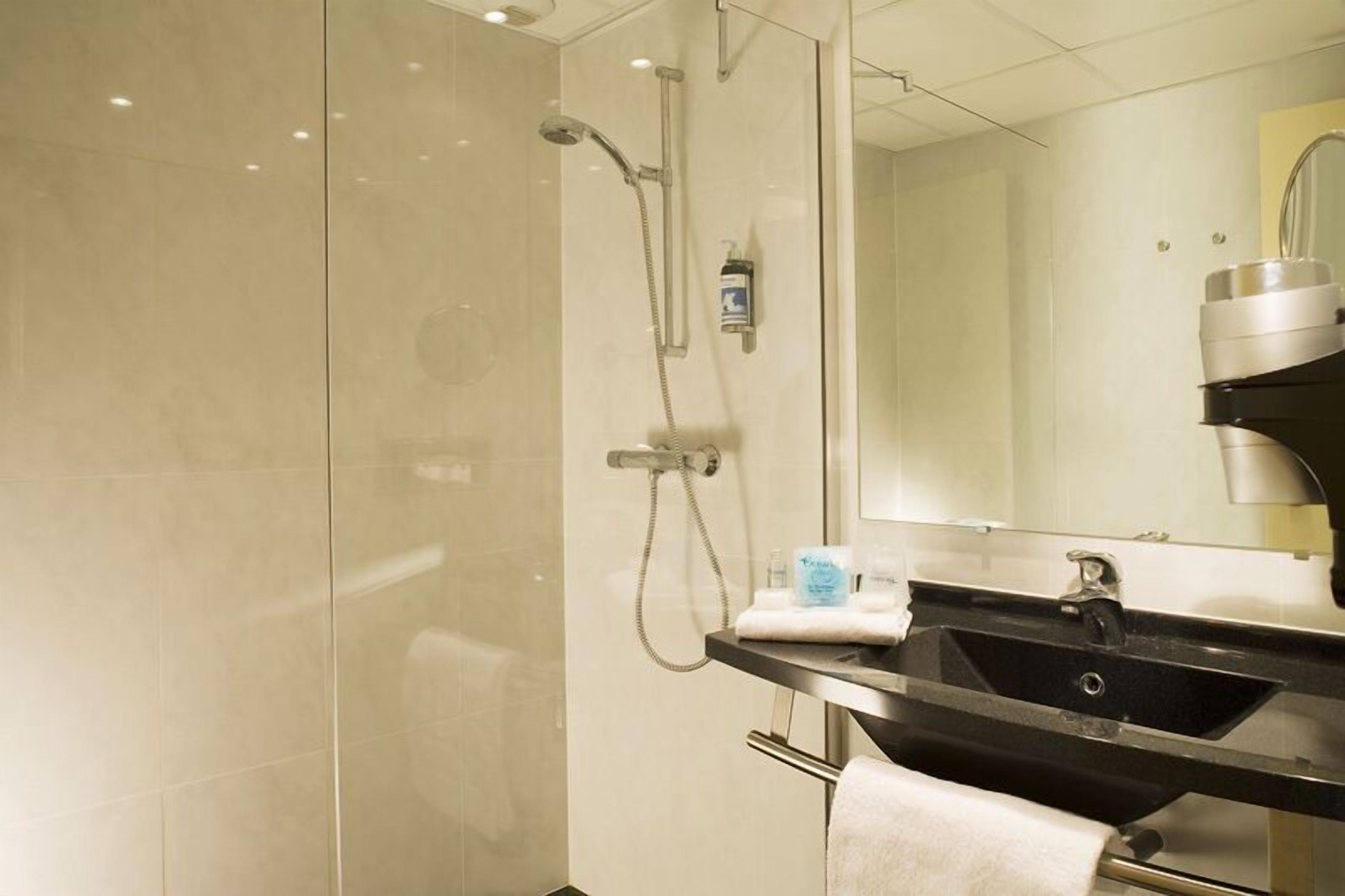 free toiletries, hair dryer, towels