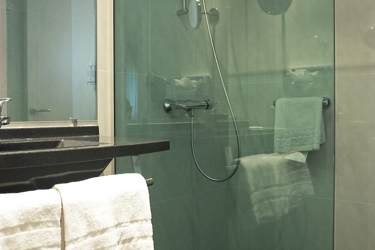 free toiletries, hair dryer, towels