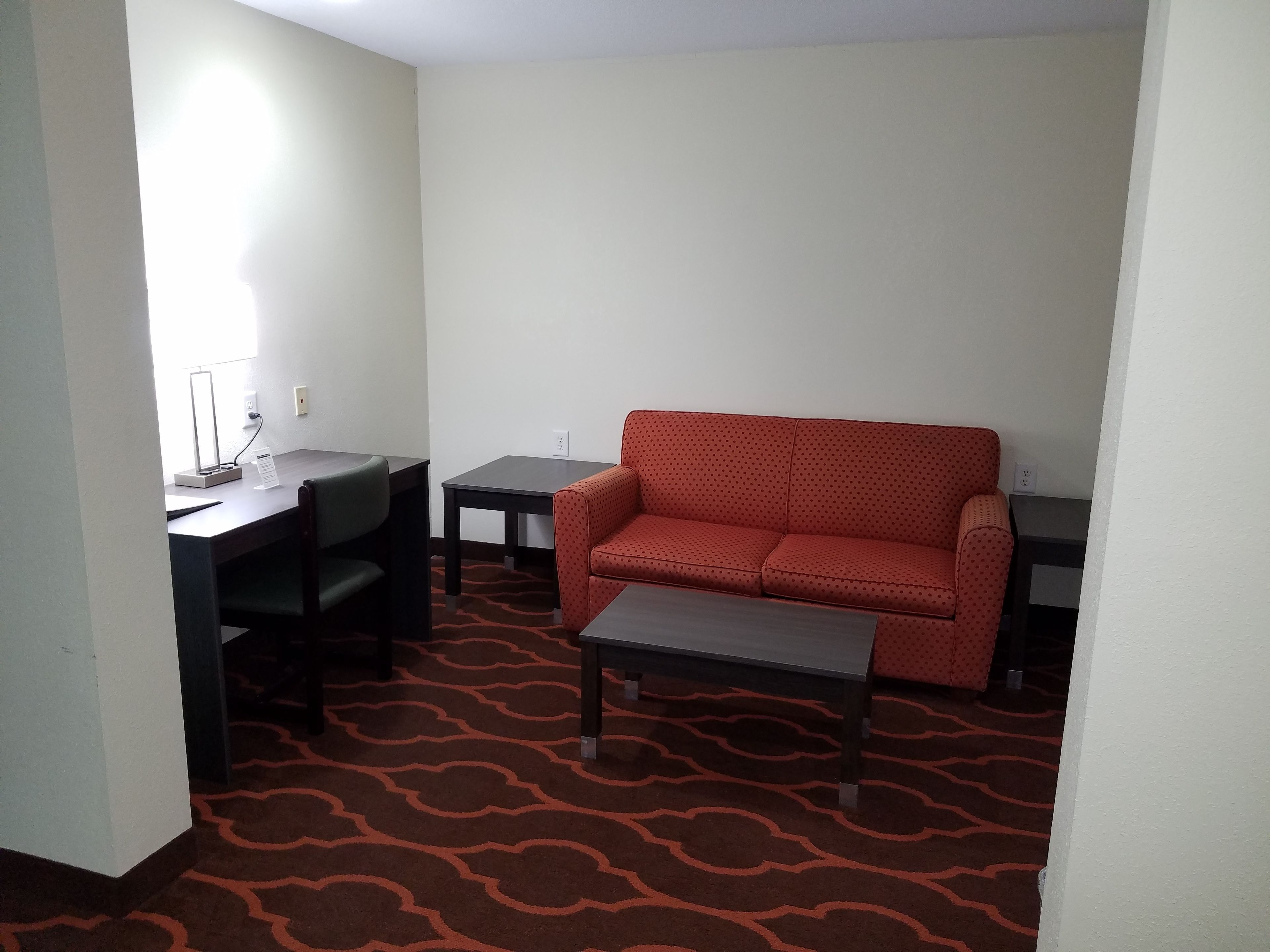 studio suite, 2 queen beds, non smoking | living area | 50-inch led tv with cable channels, tv