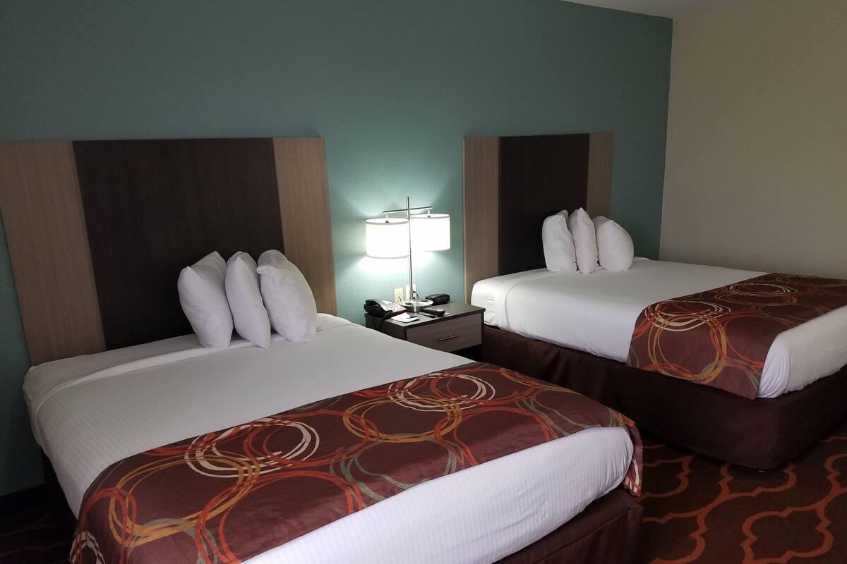 room, 2 queen beds, non smoking | premium bedding, down duvets, desk, blackout curtains