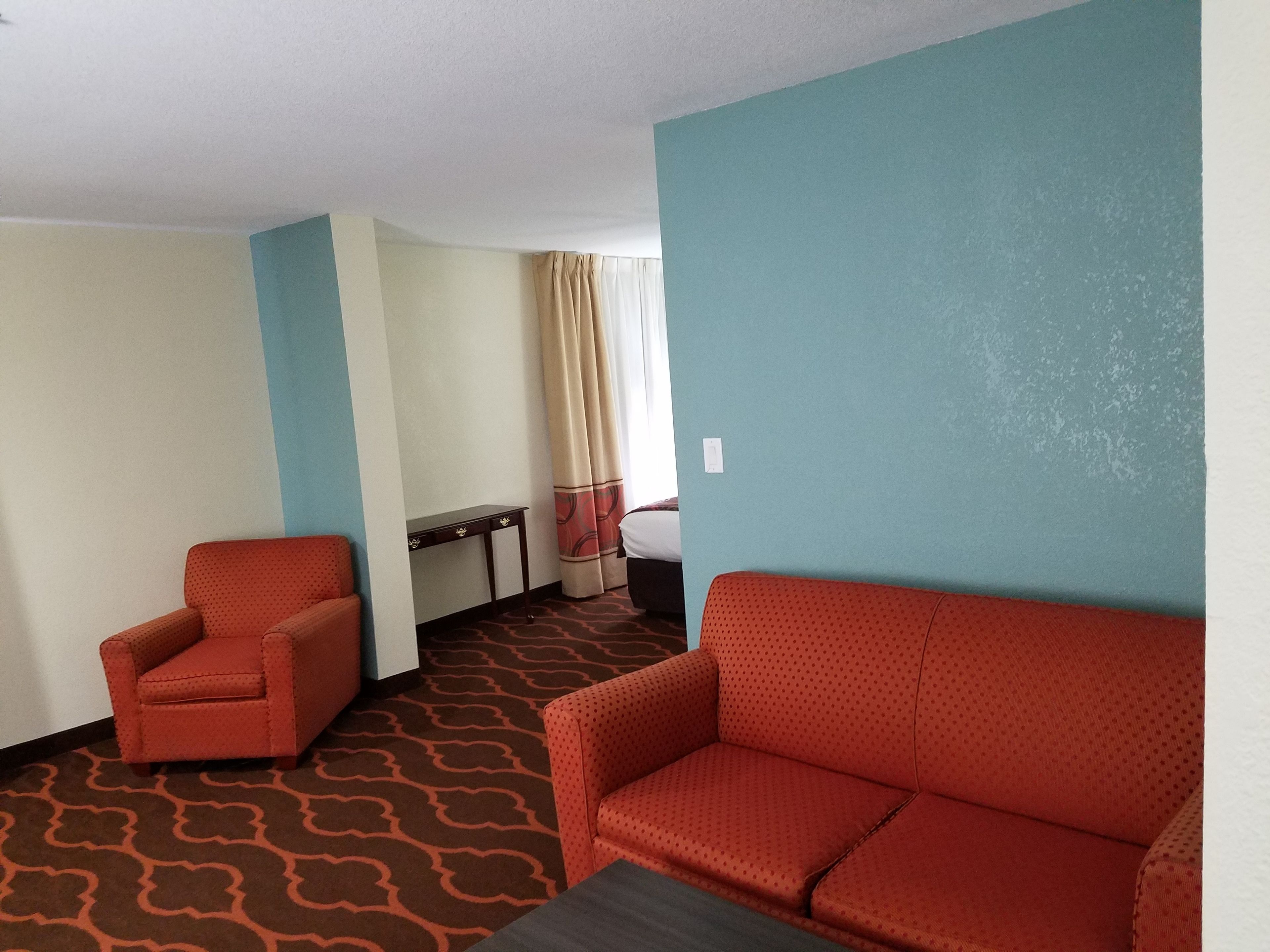 suite, 1 king bed, non smoking | living area | 50-inch led tv with cable channels, tv