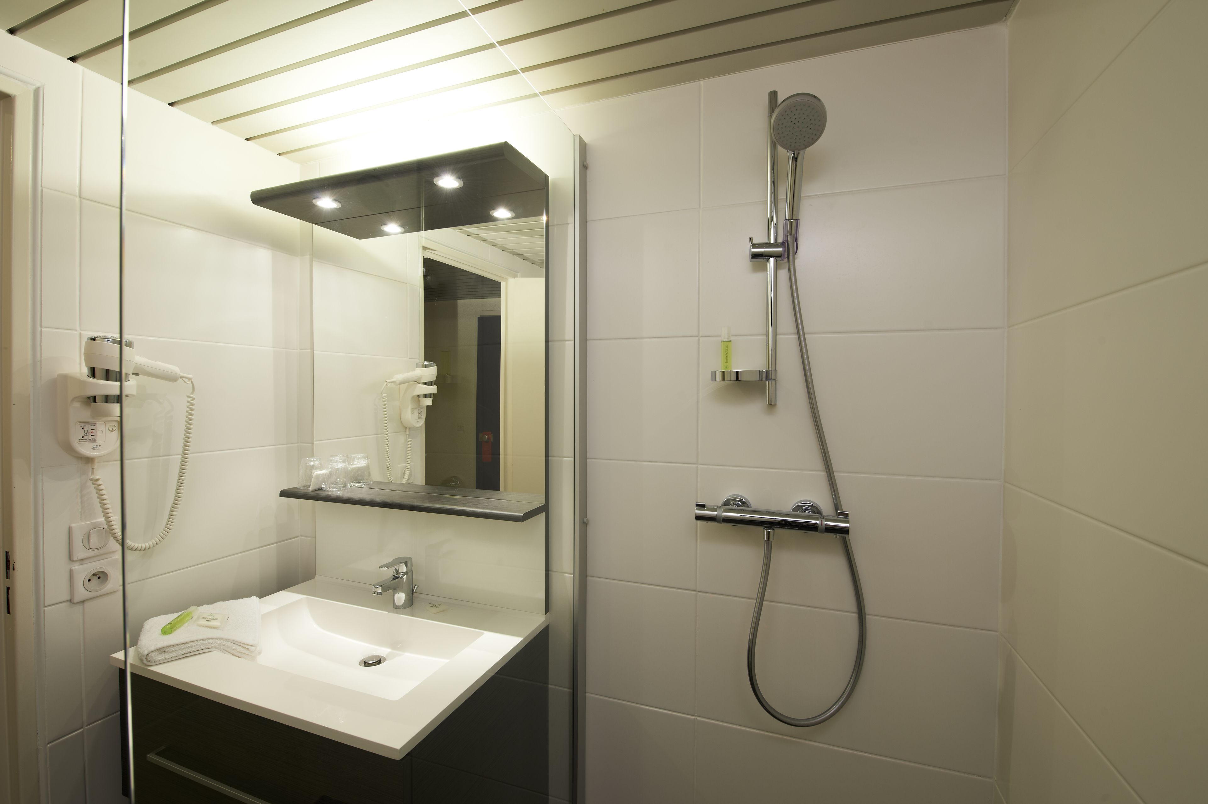 shower, bidet, towels