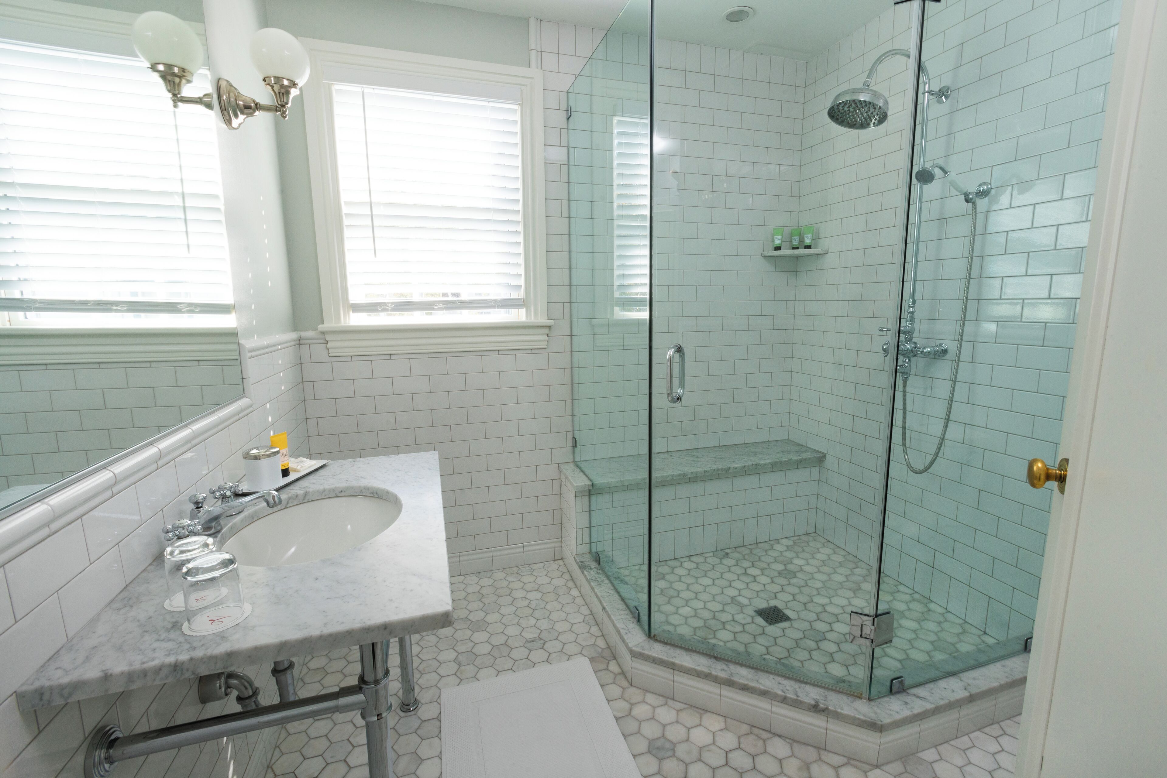 shower, designer toiletries, bathrobes, towels