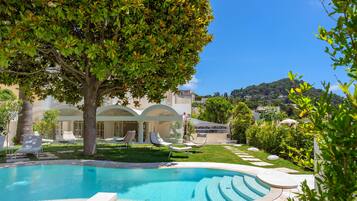 Outdoor pool, pool loungers