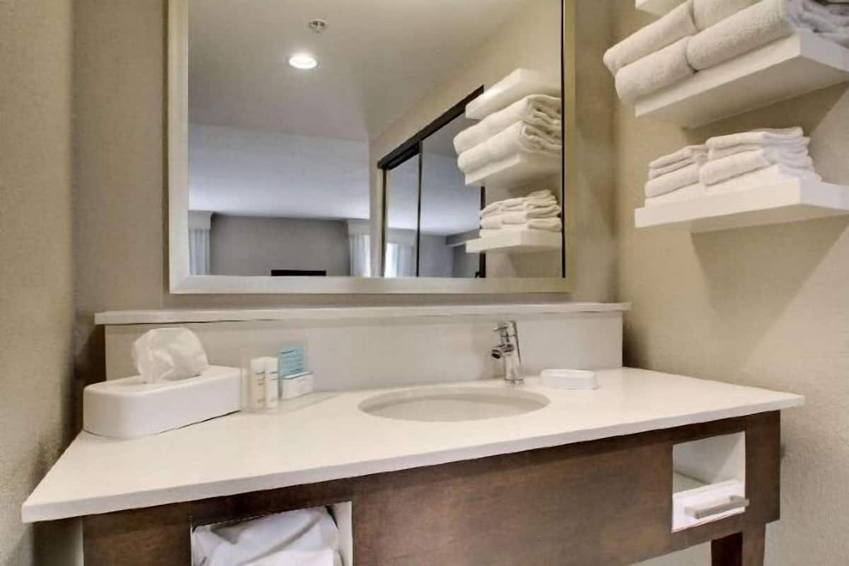 Bathroom | Combined shower/tub, free toiletries, towels