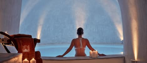 Couples treatment rooms, sauna, hot tub, steam room, hot springs