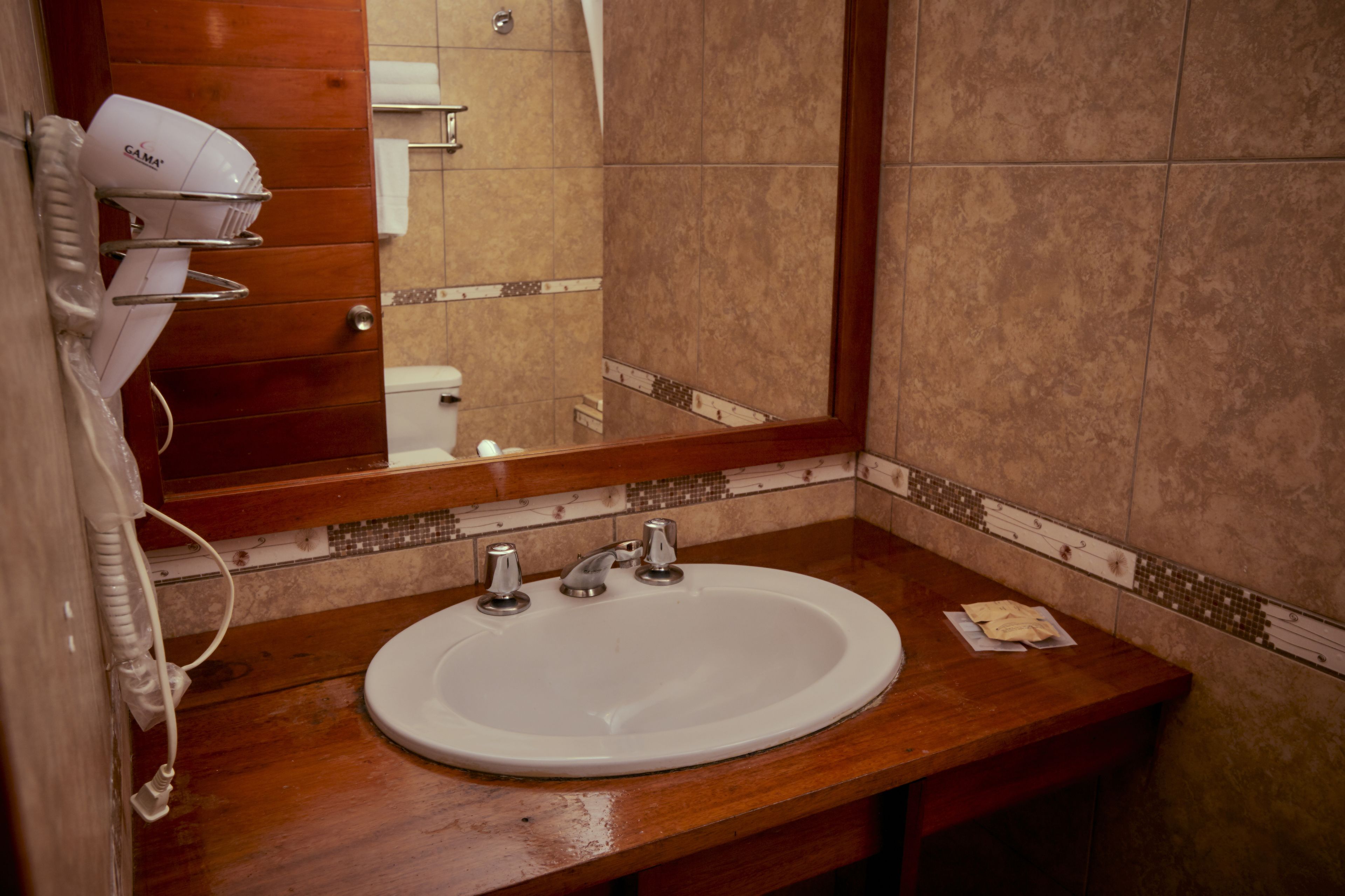 free toiletries, hair dryer, towels