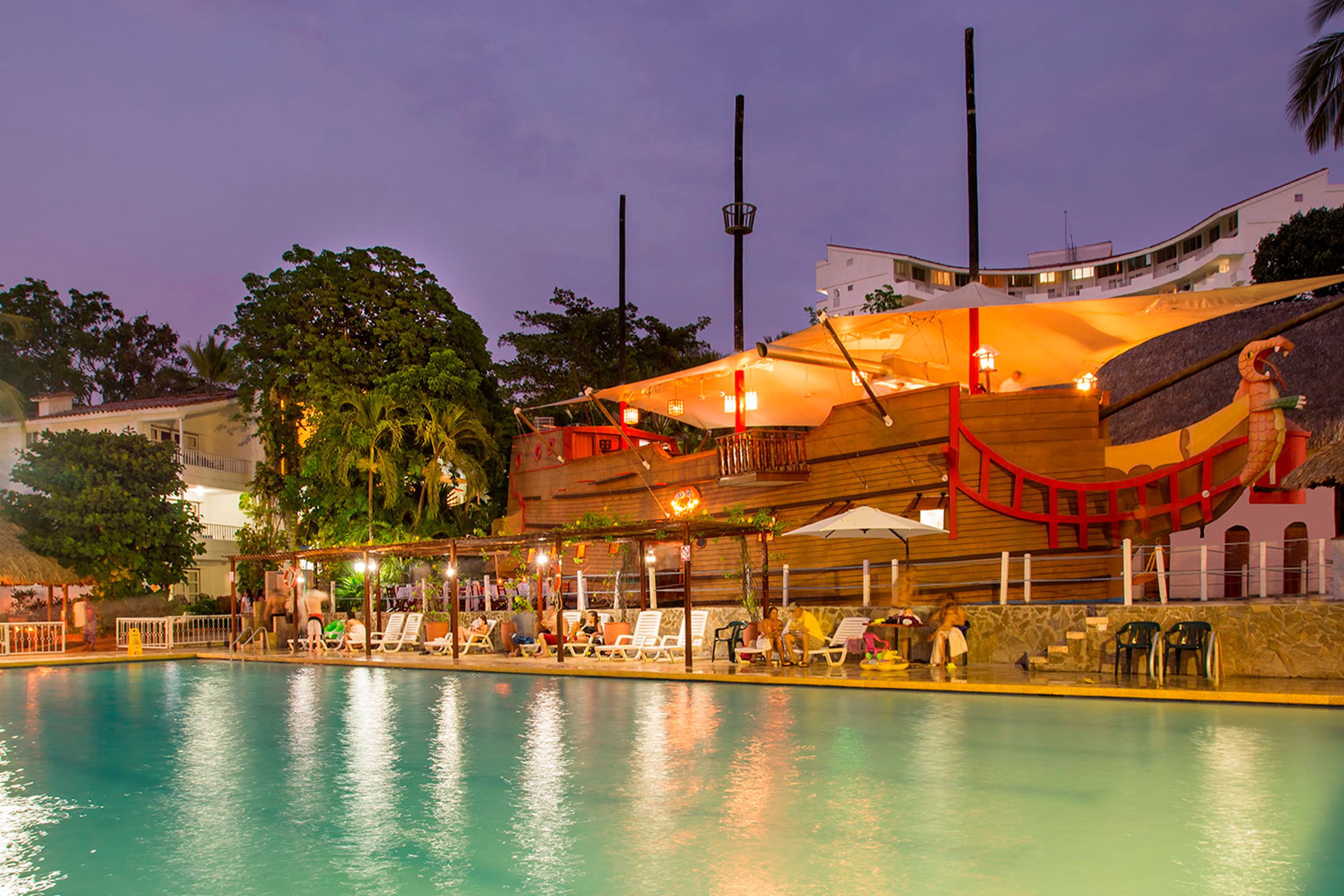 2 outdoor pools, sun loungers, lifeguards on site