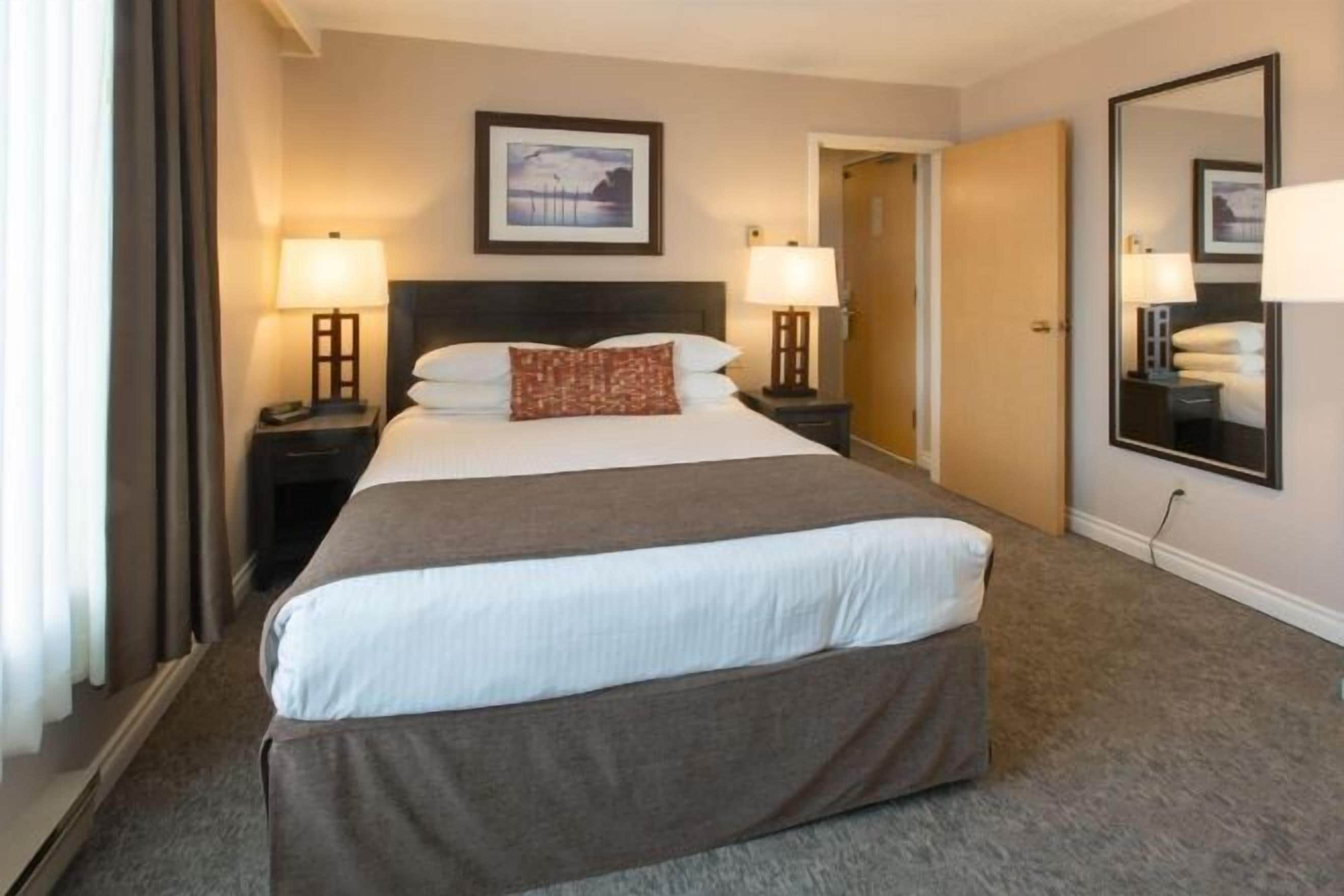 خزنة داخل الغرفة ومكتب وستائر تعتيم ومكواة/لوح كي