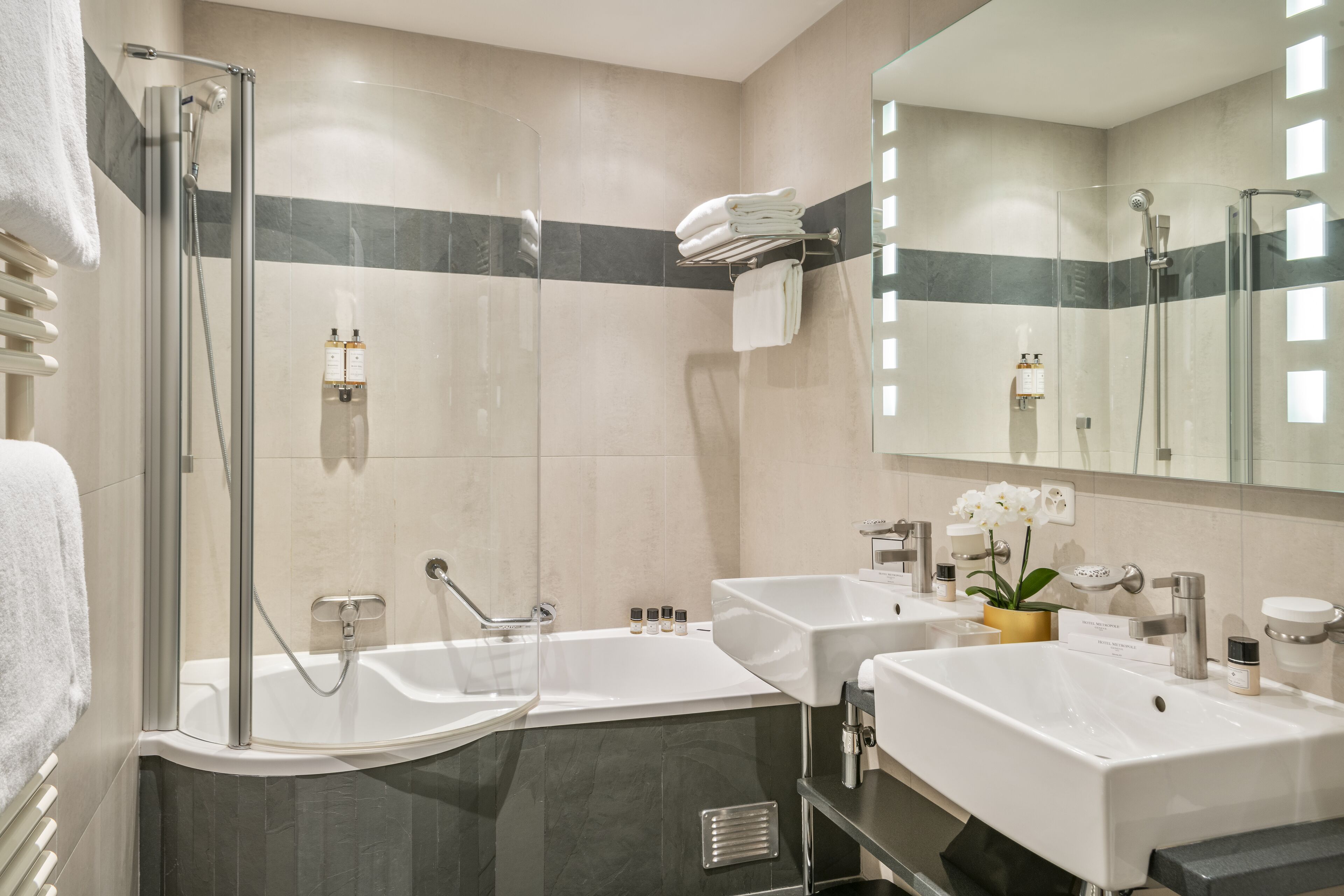 executive room, lake view | bathroom | designer toiletries, hair dryer, dressing gowns, slippers
