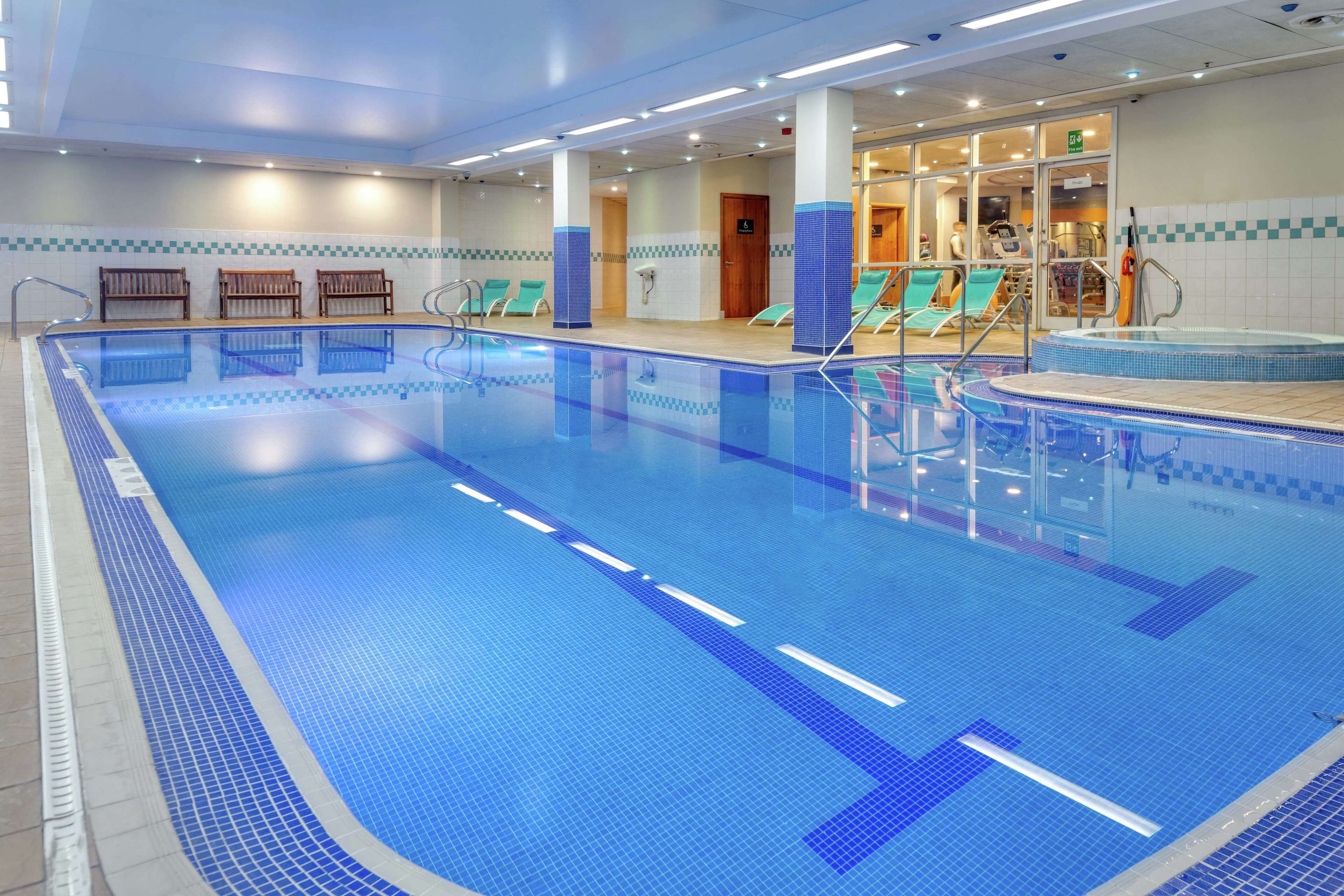 indoor pool, pool loungers