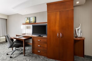 Pillowtop beds, desk, blackout drapes, iron/ironing board