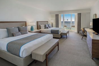 Studio, 2 Queen Beds, Oceanfront | Premium bedding, pillowtop beds, in-room safe, desk at The Atlantic Hotel & Spa