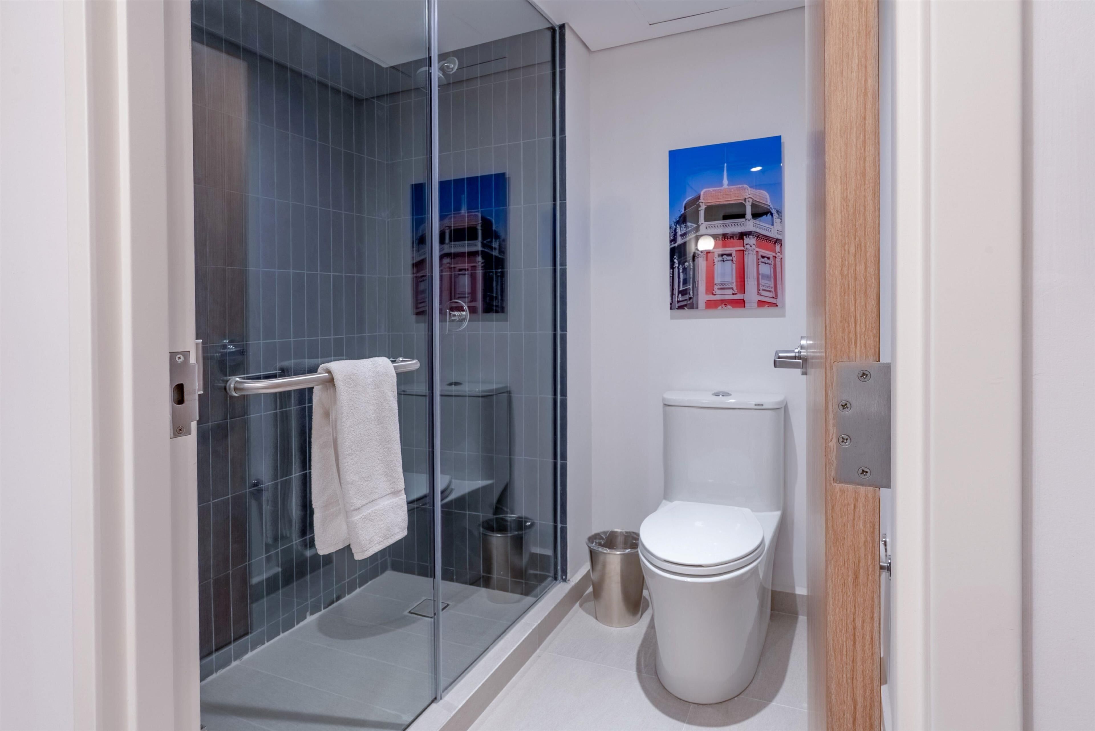 suite, 1 bedroom | bathroom | combined shower/bathtub, designer toiletries, hair dryer, towels