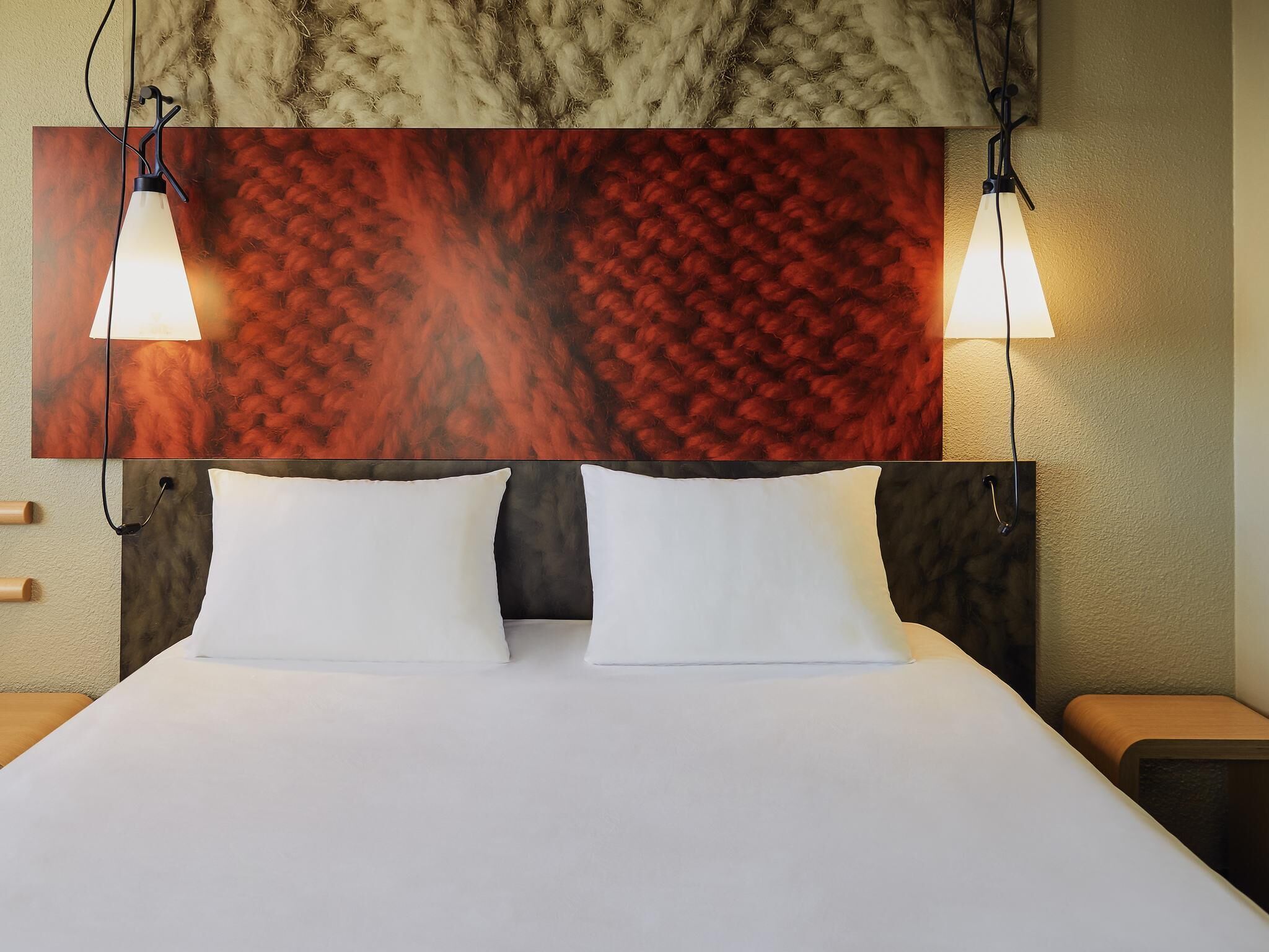 premium bedding, pillow-top beds, desk, blackout curtains