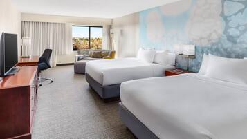 Hypo-allergenic bedding, memory foam beds, desk, laptop workspace