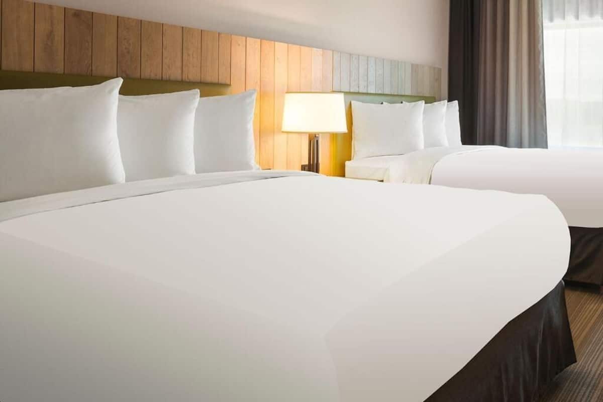 Room, 2 Queen Beds, Non Smoking | 1 bedroom, desk, blackout drapes, iron/ironing board