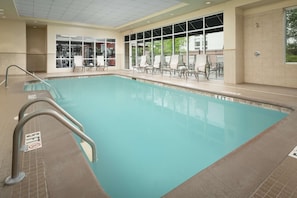 Indoor pool, open 6:00 AM to 10:00 PM, sun loungers