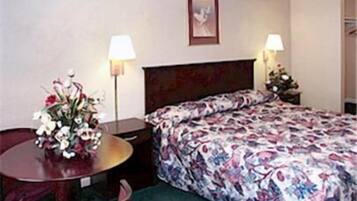 Desk, blackout drapes, iron/ironing board, WiFi (free)