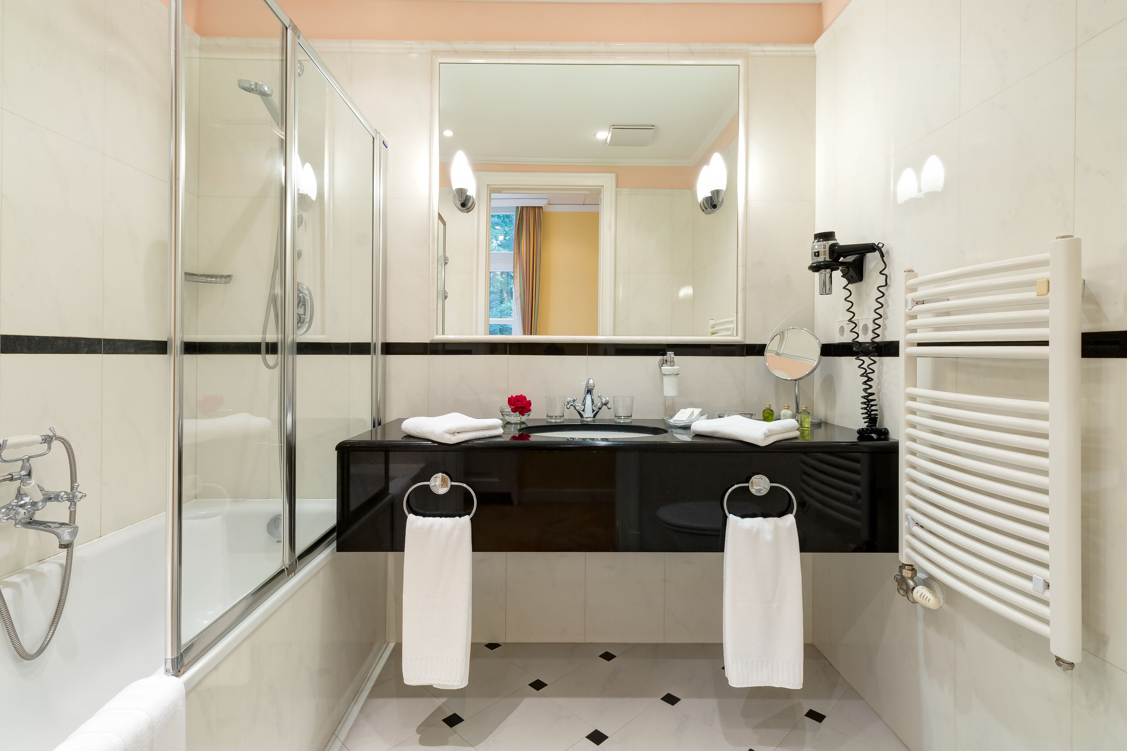 free toiletries, hair dryer, bathrobes, slippers