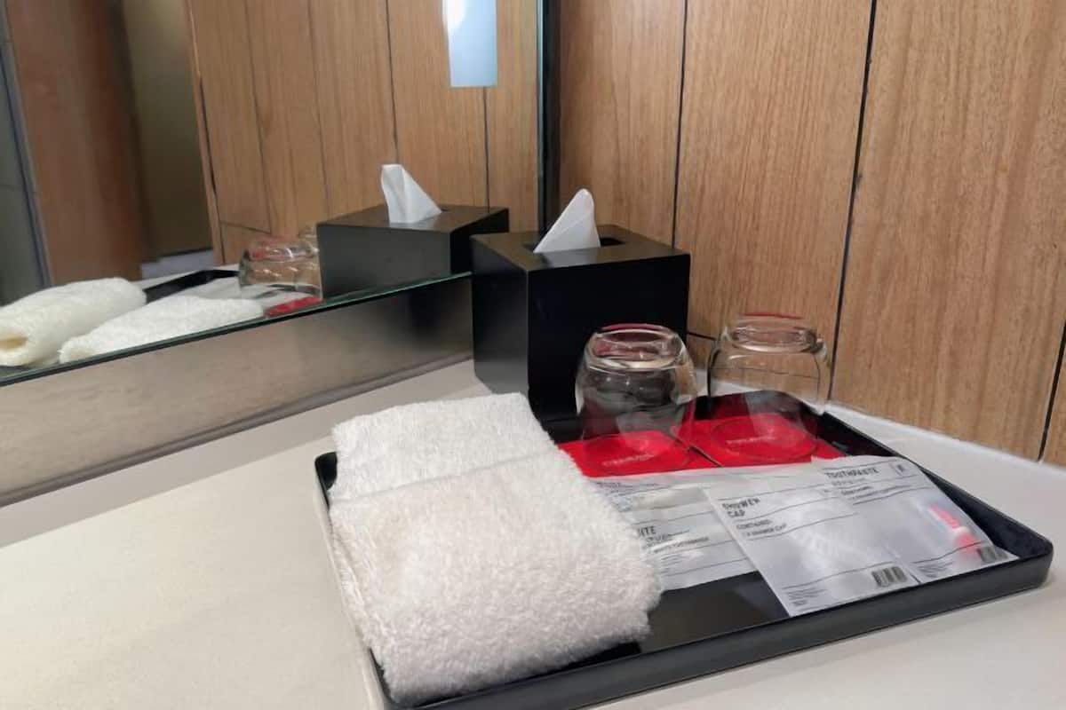 Free toiletries, slippers, towels