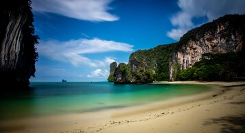 On the beach, beach towels