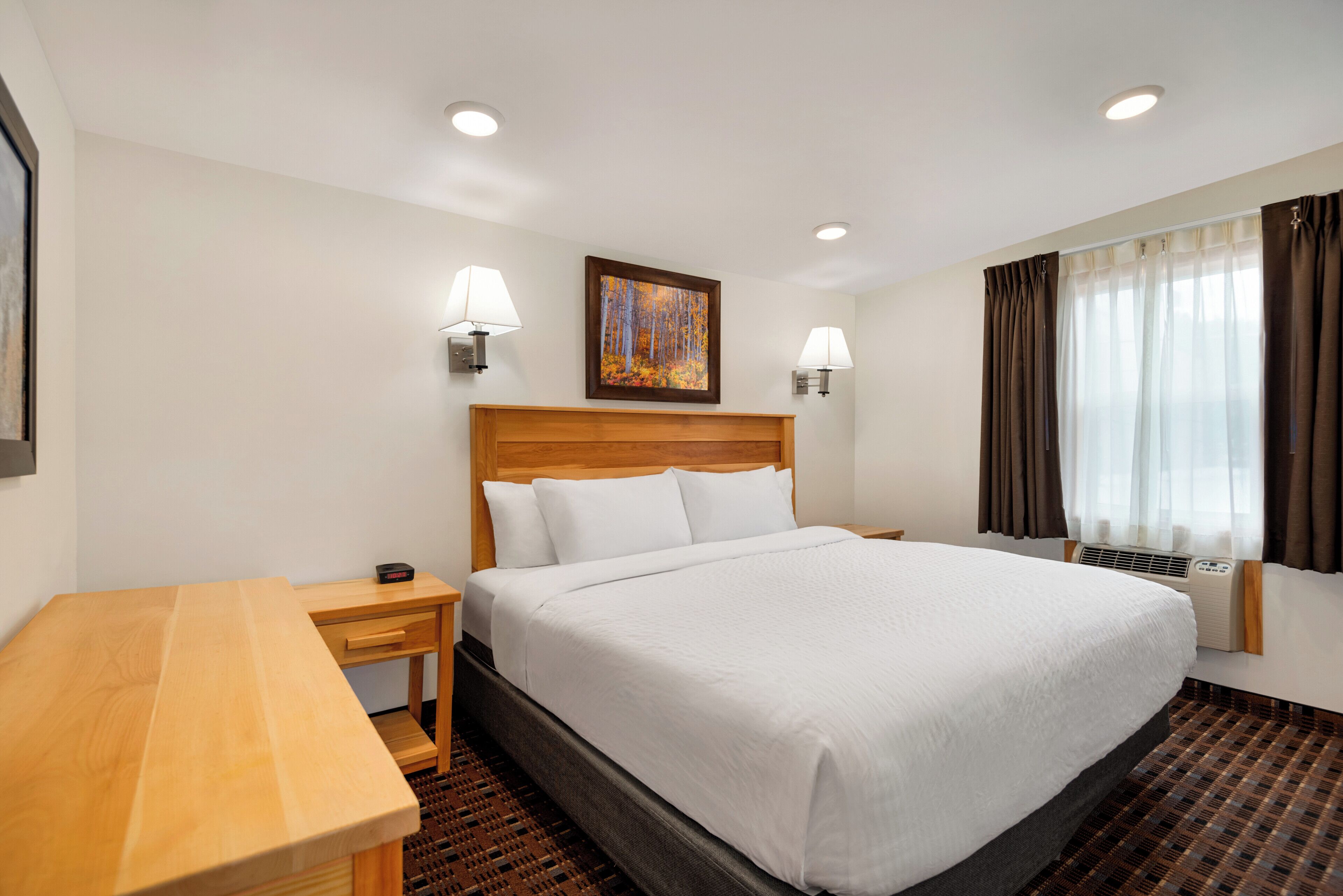 Blackout drapes, iron/ironing board, travel crib, free WiFi