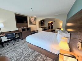 Suite, 1 King Bed, Non Smoking, Refrigerator & Microwave | Pillowtop beds, desk, laptop workspace, iron/ironing board