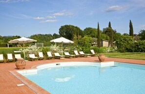 2 outdoor pools, pool umbrellas, pool loungers