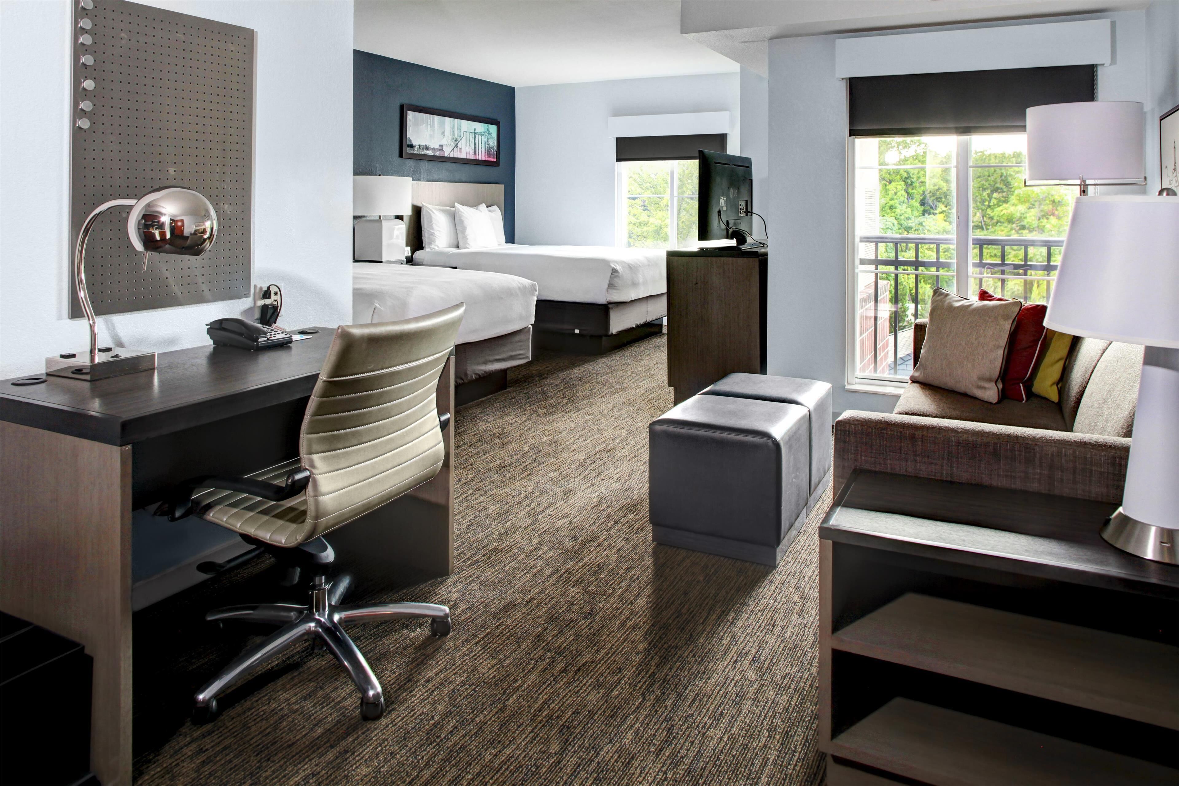 studio, 2 queen beds | premium bedding, pillow-top beds, desk, blackout curtains