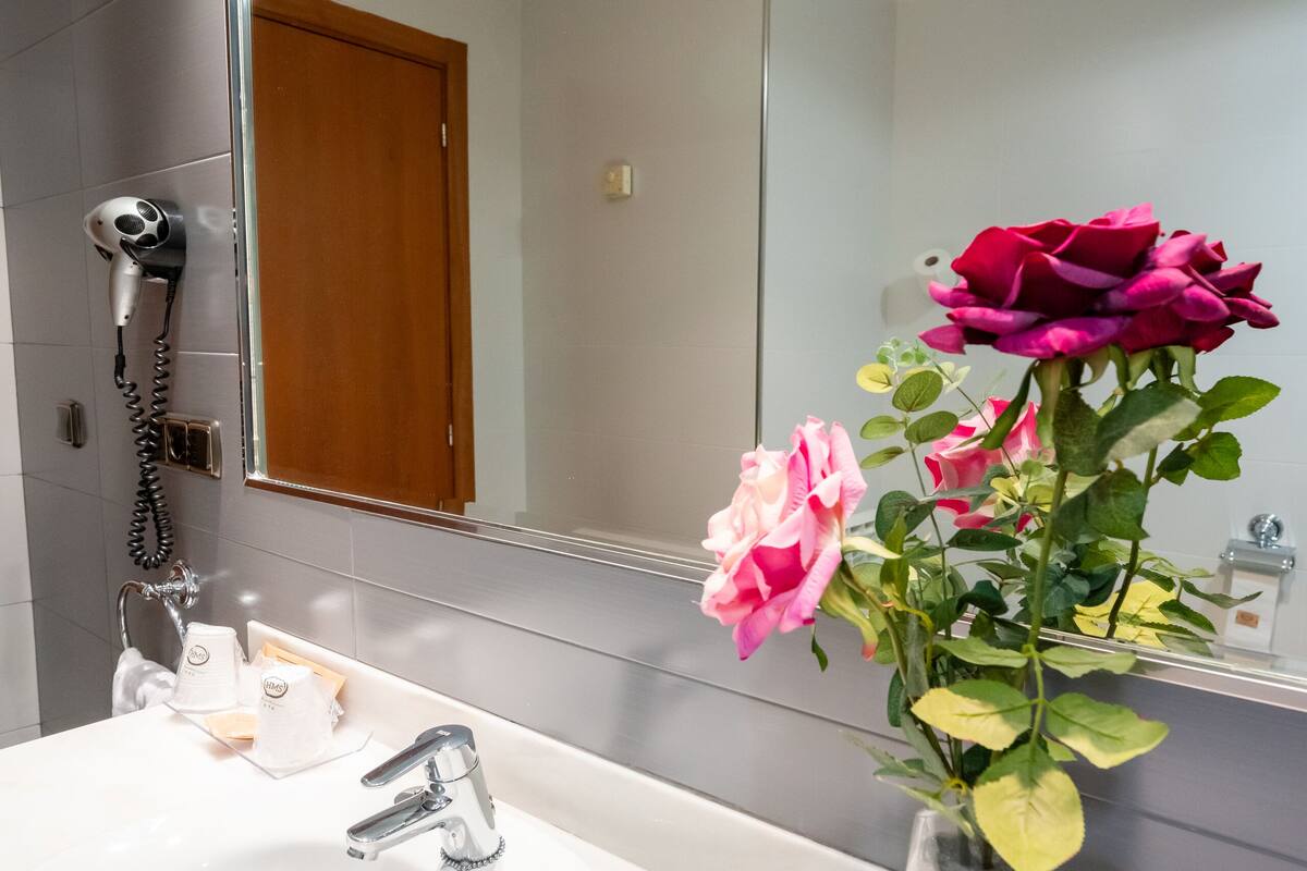 superior room | bathroom | hair dryer, towels