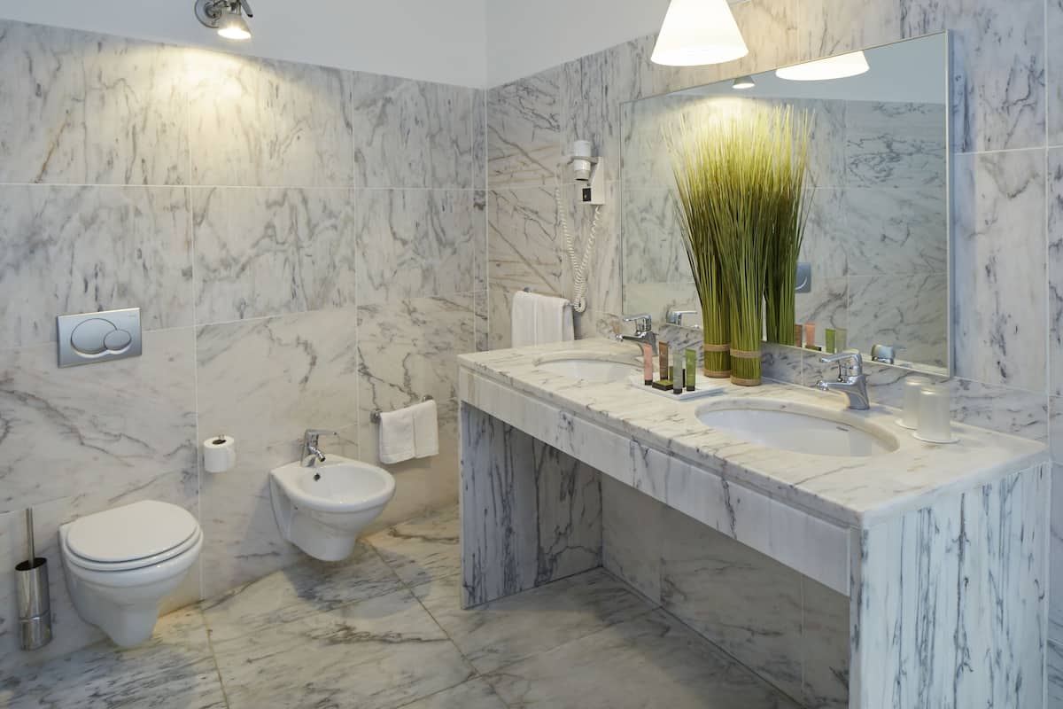 shower, rainfall showerhead, free toiletries, bidet