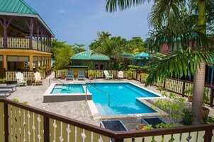Outdoor pool, pool umbrellas