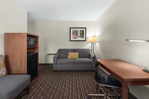 Suite, 1 King Bed | Living room | 55-inch LED TV with satellite channels, TV - Hotel Aura SFO (San Bruno)