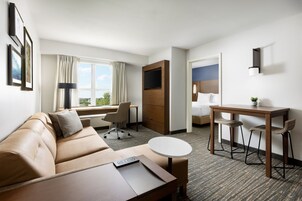 Desk, laptop workspace, blackout drapes, soundproofing