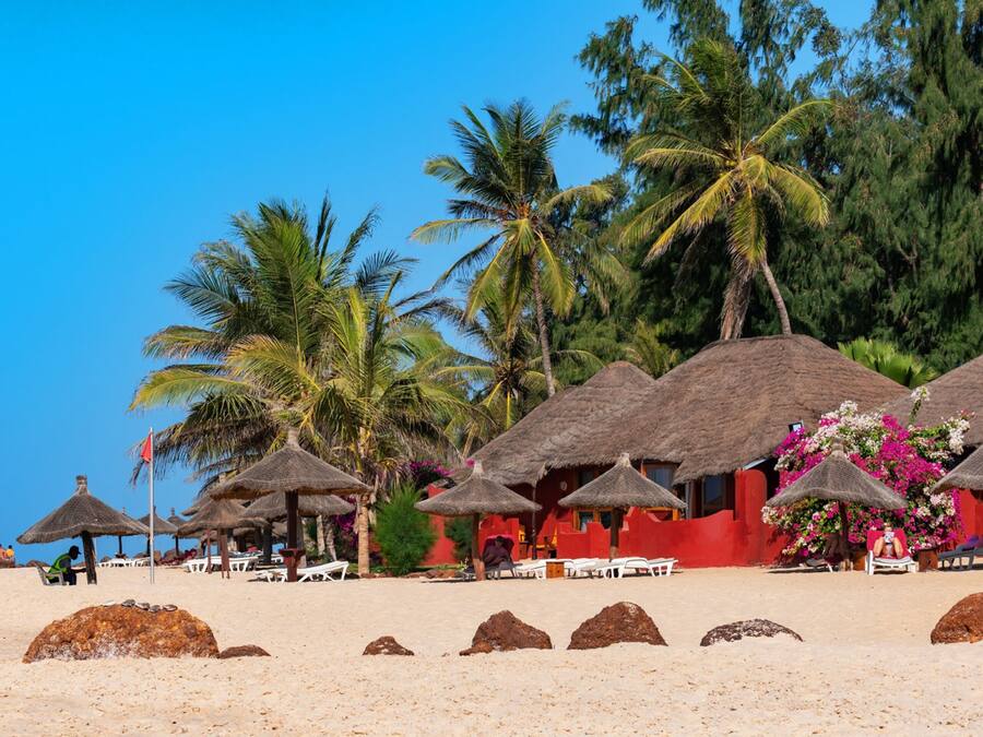 On the beach, sun loungers, beach umbrellas, beach towels
