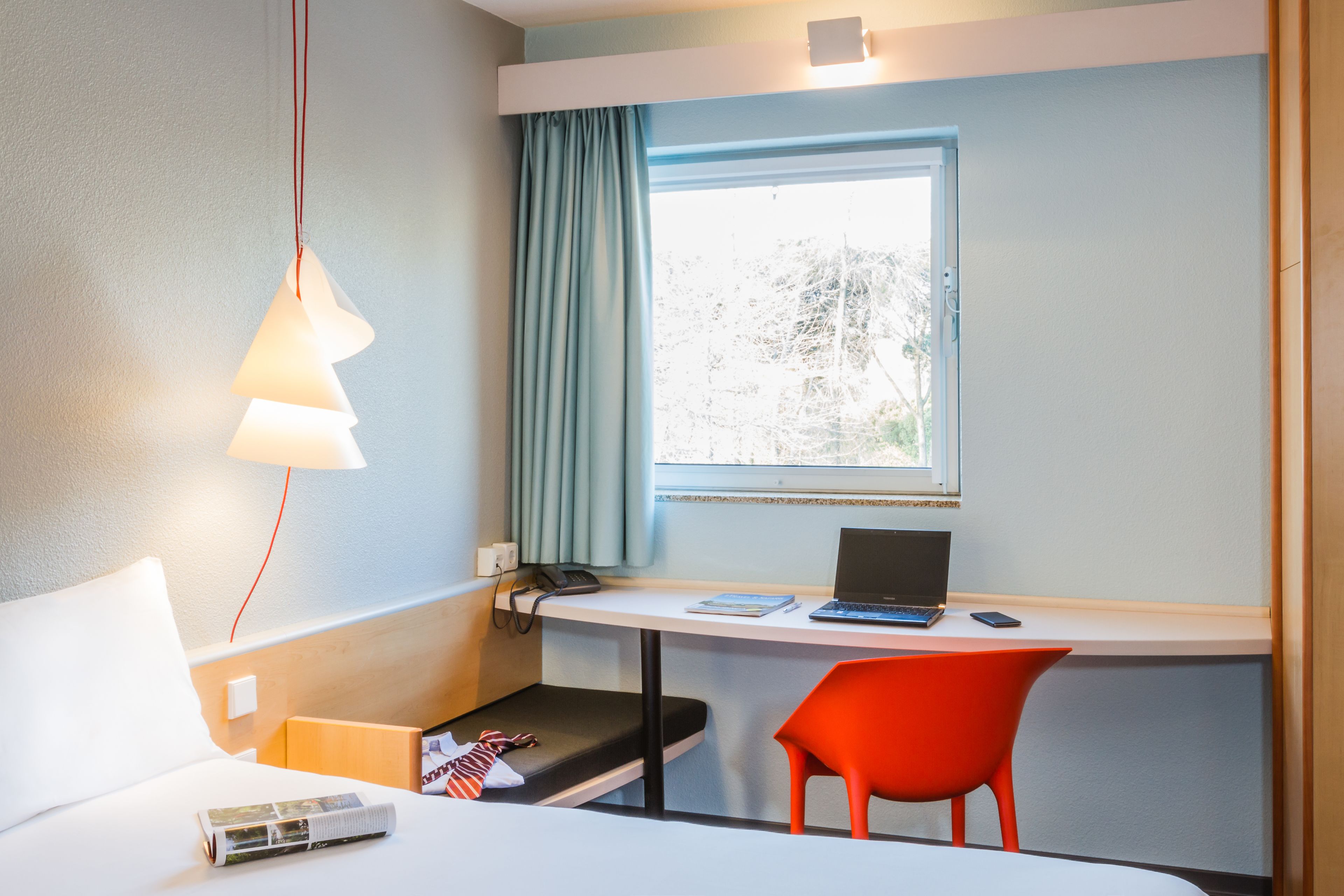 desk, laptop workspace, blackout curtains, soundproofing
