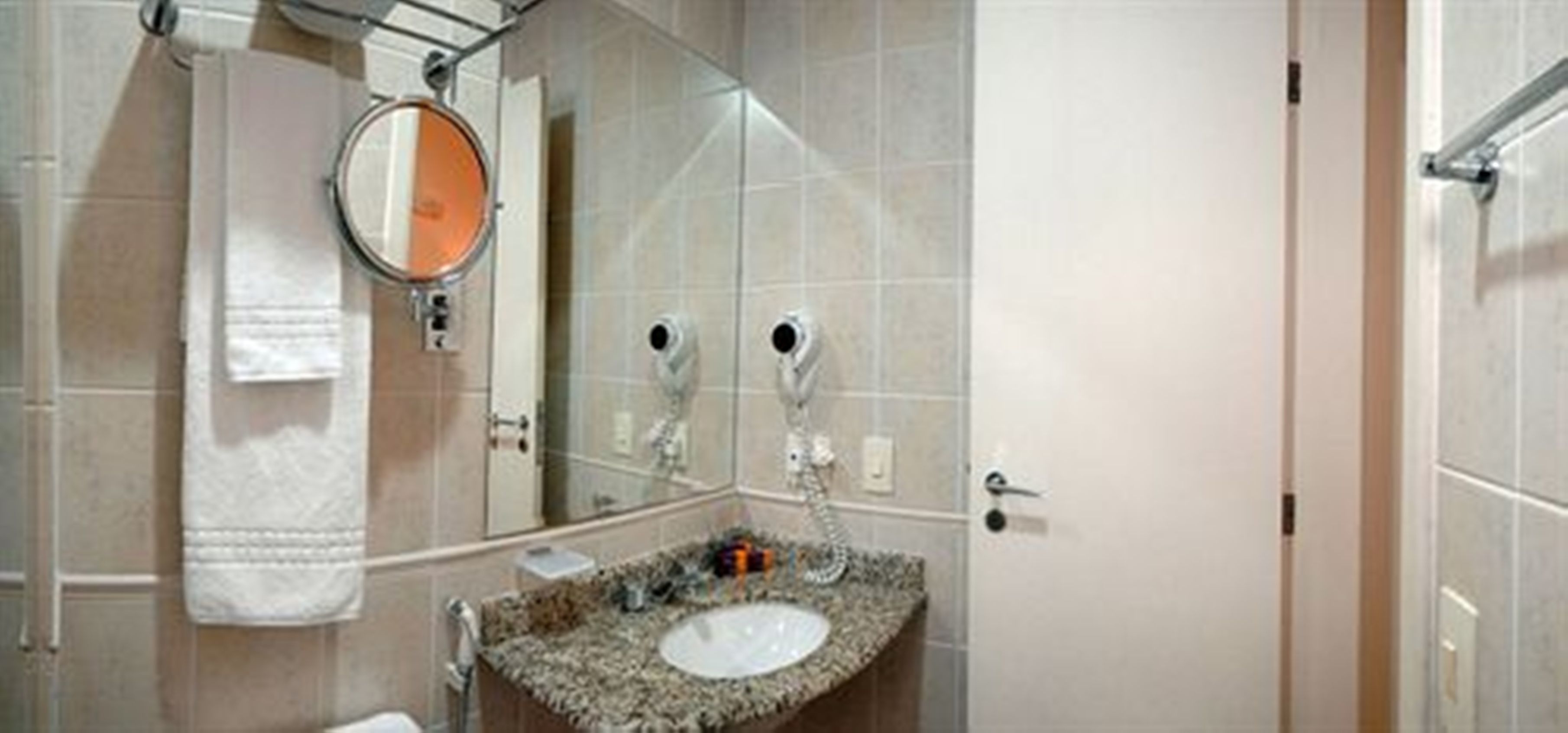 shower, eco-friendly toiletries, hair dryer, towels