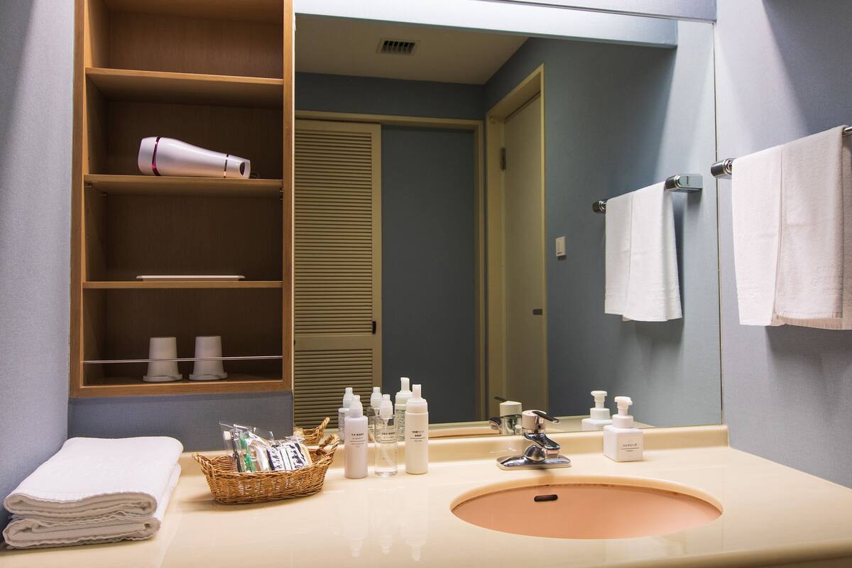 free toiletries, hair dryer, slippers, electronic bidet