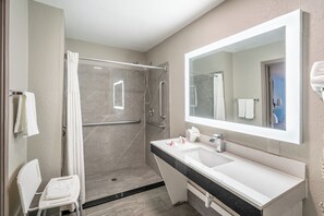 Room, 1 King Bed, Accessible, Non Smoking (Mobility,Hearing,Roll-In Shower) | Bathroom | Combined shower/tub, free toiletries, hair dryer, towels - Super 8 by Wyndham San Antonio/Riverwalk Area (San Antonio)
