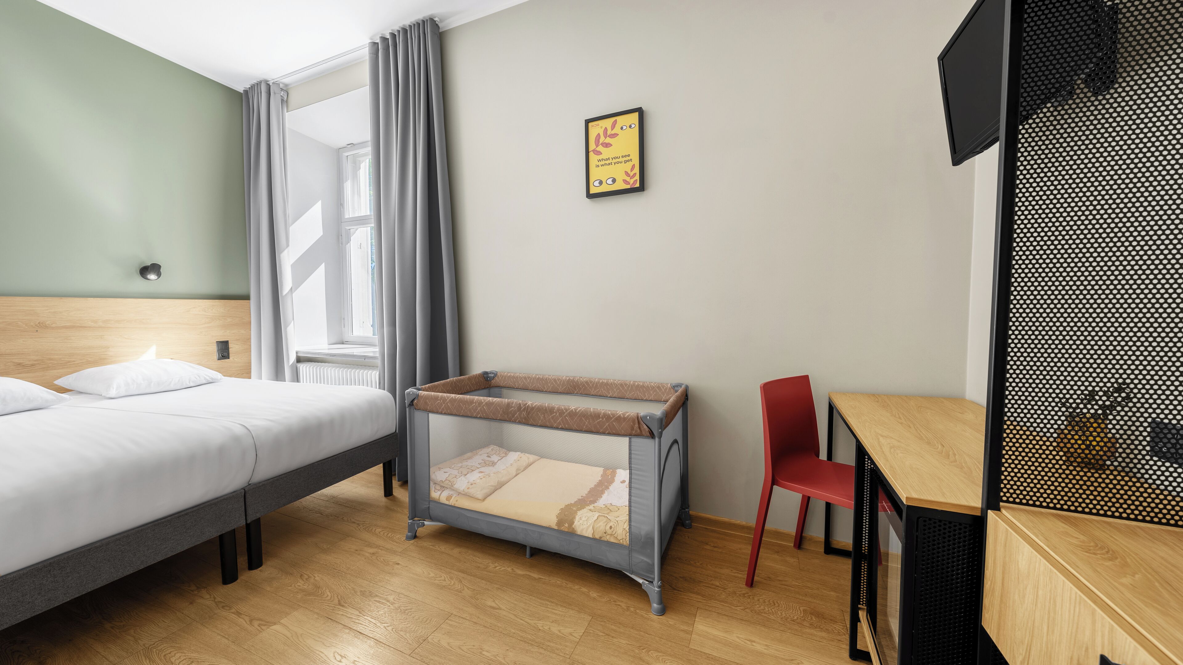 Double or Twin Room | Minibar, desk, laptop workspace, blackout drapes