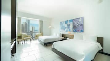 Deluxe Double Room, 2 Double Beds, Sea View | 1 bedroom, premium bedding, in-room safe, desk