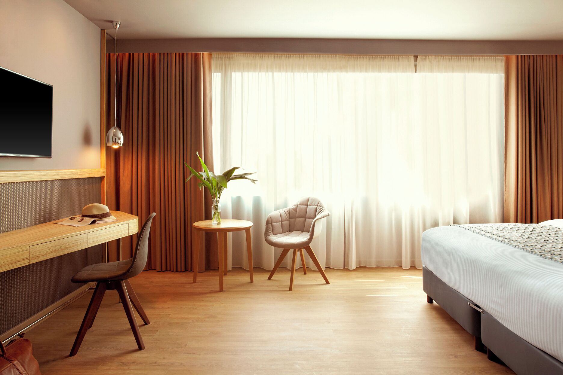 Chambre exécutive double, vue sur la ville | Literie de qualité, lit avec matelas à plateau-coussin, minibar