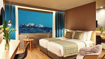 Executive Twin Room, Acropolis View | Premium bedding, pillowtop beds, minibar, in-room safe