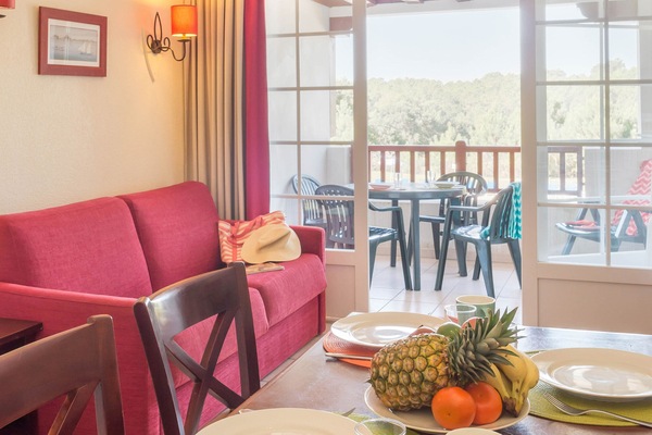 Studio 4 people - 1 sleeping alcove - Terrace or balcony | Living area | TV, books