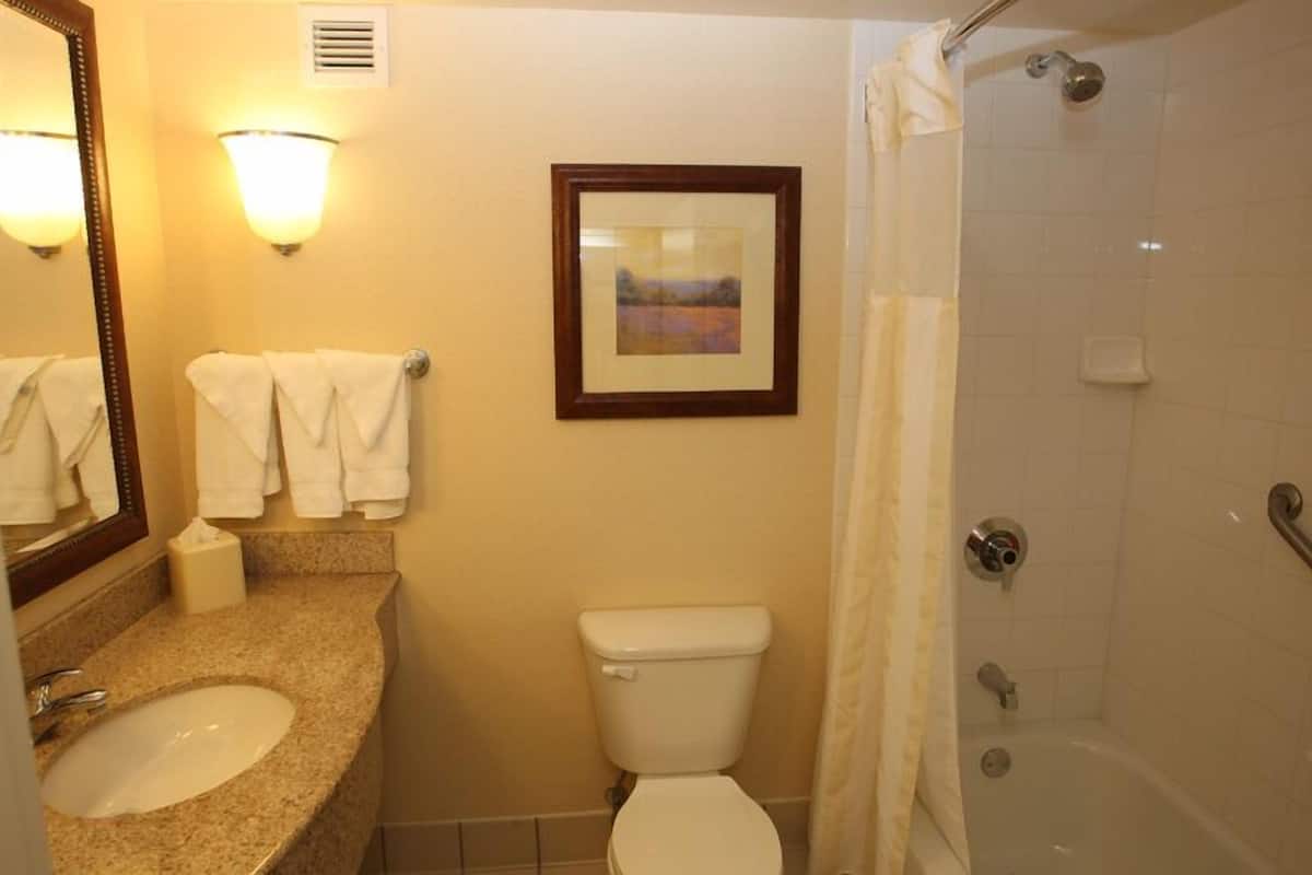 Ensemble douche/baignoire, articles de toilette gratuits, sĂšche-cheveux