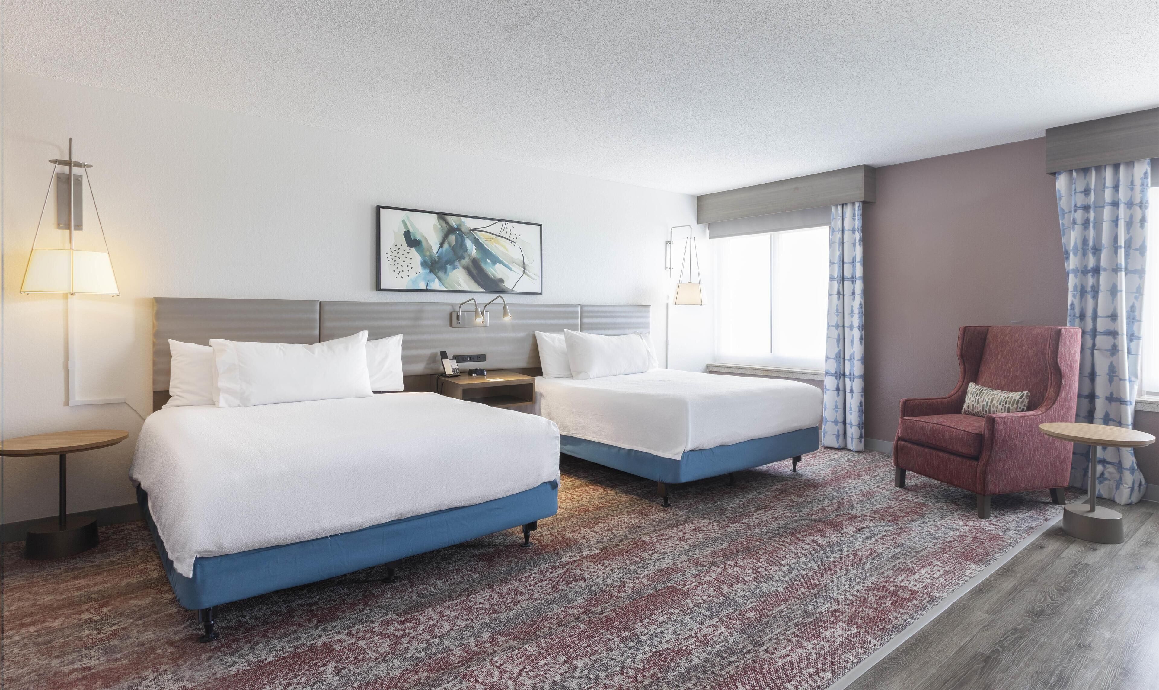 Desk, blackout drapes, iron/ironing board, free cribs/infant beds